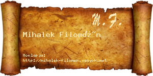 Mihalek Filomén névjegykártya